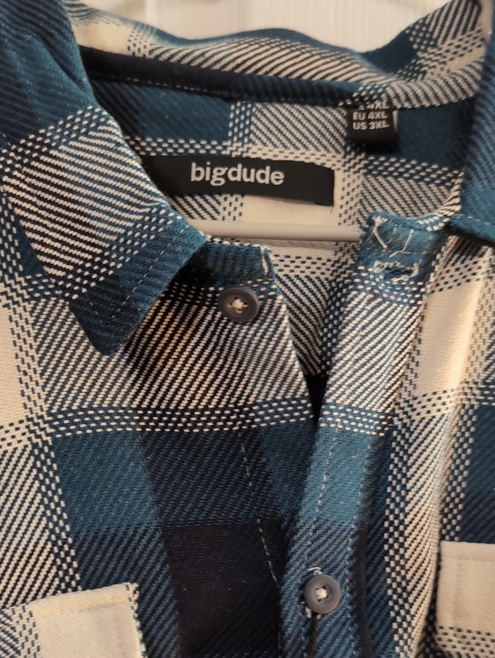 Men's Teal and White Plaid Button-Down Shirt